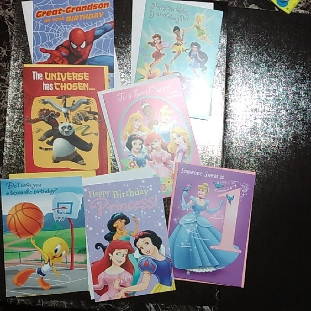 Assorted Kids Birthday Cards    7 PC Set